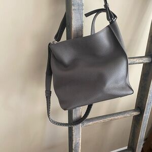All Saints Charcoal Leather Shoulder Bag